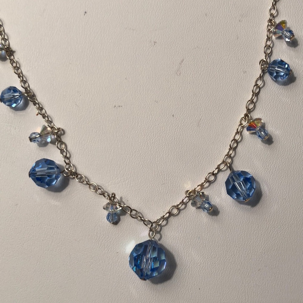 Silver necklace with crystals